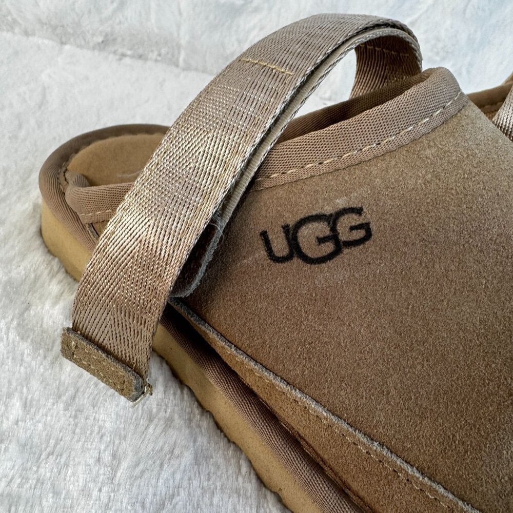 UGG Suede Slingback Slip-On Adjustable Strap Clogs Size 7 Beige Goldenstar Sand - Picture 4 of 8